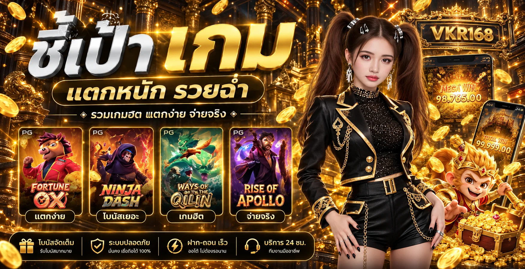 รวมเกมสล็อต PG Soft บน VKR168 พร้อมตัวละคร Fortune Tiger